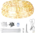 SURNIE LED Rope Lights Outdoor Warm White, Waterproof 33FT Cuttable 3000K Soft Lighting Indoor 110V Flexible Clear Tube for Bedroom Outside Garden Deck Patio Camping Decor, Not Flat Strip