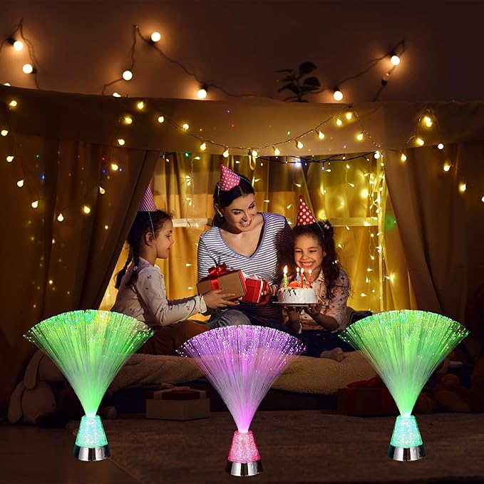 MECCANIXITY Fiber Optic Lamp, LED Novelty Lighting Sensory Mood Light Color Changing in Night for Bedroom Ambient Decorations