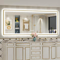 88x38 Gold LED Bathroom Mirror with Lights, Brushed Gold Framed Backlit and Front Lit Anti-Fog Lighted Vanity Mirrors for Bathroom Wall, Dimmable, 3 Colors, Memory, HD Tempered Glass, CRI＞90