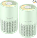 FULMINARE 2 Pack Air Purifiers for Home Bedroom H13 True HEPA Air Purifier, 3 Speeds, Timer, 24dB Quiet Air Cleaner With Night Light, Portable Small Desk Air Purifier for Smoke, Kitchen, Office, Green