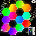 Neoglint 12 Pack Hexagon Lights - Smart App & Remote Control RGB LED Wall Panels, Music Sync Honeycomb Modular Lights with Timer, DIY Gaming Room Decor & Night Light, Cool Gifts for Men & Kids