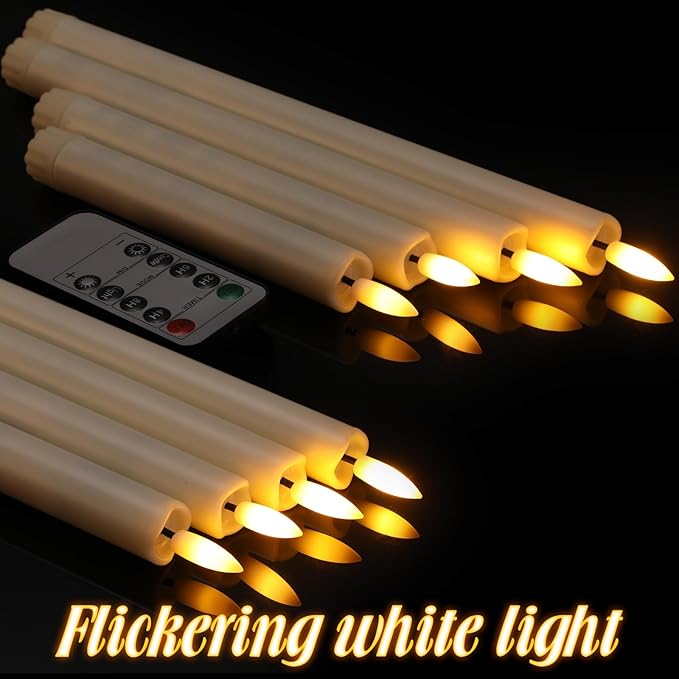 20 Pcs Flameless Taper Candles with Remote Battery Operated Taper Candles Include 6.5'' 7.7" 8.9" 10" 11.2" Fake LED Electric Candle Sticks for Valentine's Day Home Wedding Decor (Warm White)