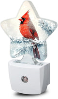 Red Cardinal Bird Nightlight,Winter Christmas Tree Star Night Lights Plug into Wall Decorations for Bedroom Bathroom,Dusk to Dawn Sensor Kitchen Hallway Stairs Energy Efficient Desk Lamp