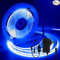 iNextStation 16.4FT 5M Bule COB LED Strip Light, DC12V CRI 93+ Bule Light Strip, 8mm Width LED Tape Lights, Dimmable COB Strip Light for TV Backlight, Bedroom, Kitchen, Lighting Decor(with Plug)
