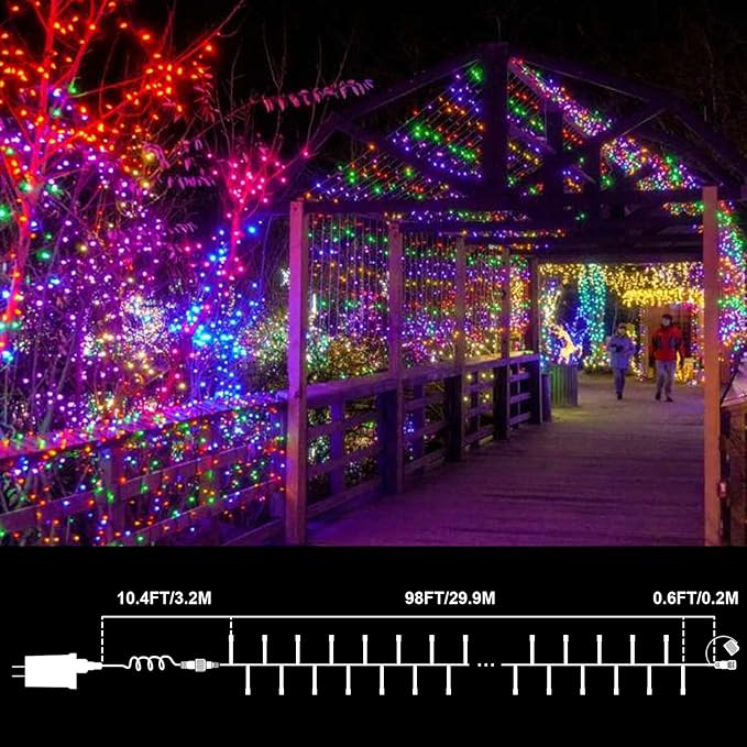 LAMPHOME 99FT Pastel Easter String Lights, 300 LED Plug in Fairy Lights with 16 Modes, 7 Colors Multicolor Mini Lights for Outdoor Christmas Tree, Garland, Wreath, Easter Holiday Decorations