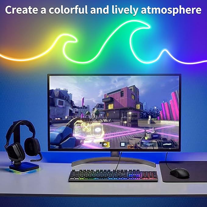 LED Neon Rope Lights 32.8FT,IP65 Waterproof LED Strip Lights, Music Sync LED Lights with Remote and APP Control,24V RGB LED Rope Lights for Bedroom,Holiday Decoration（with Snap &Screws）