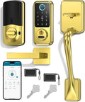 Hornbill Smart Lock for Front Door, Keyless Entry Door Lock with Handleset, Smart Deadbolt Lock for Home/New House, Auto-Lock, Brushed Gold