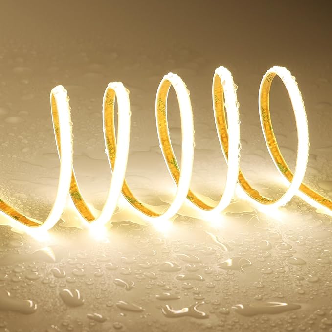 TOPAI 24V Thin 5mm COB LED Strip Waterproof 4000K Natural White 16.4ft Bright 4000Lm CRI>90 Uniform Dotless 400LEDs/M Self Adhesive Flexible Cuttable for DIY, Bedroom, Under Cabinet Lighting