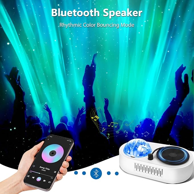Galaxy Projector with Bluetooth Speaker, Rechargeable Aurora Lamp Northern Night Lights Ambient Lighting Star Projector with Remote for Room Decor Parties Gifts for Kids, Adults, Christmas, Birthday