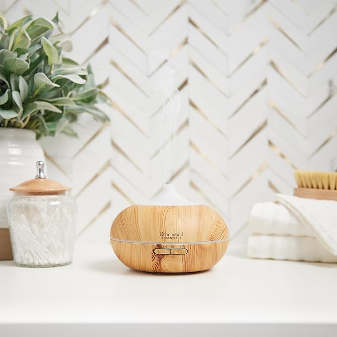 Ultimate Ultrasonic Aromatherapy Diffuser for Essential Oils - Therapeutic Grade, Helps You to Relax - 3 Timer & 7 Ambient Light Settings - Up to 16 Hours of Use - White, 300mL