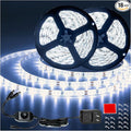 50ft White Led Strip Lights, 12V Outdoor Strip Lights Waterproof Flexible Led Light Strip Indoor Plug in Cuttable SMD2835 Dimmable Led Strip Light for Bedroom Cabinet Kitchen TV Hallway