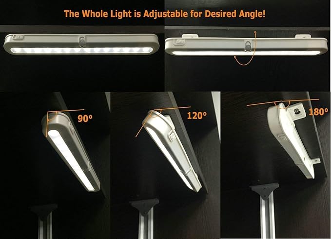 T01LB LED Closet Light - BLS Super Bright 20 LED Under Cabinet Lighting Battery Powered/DC Input Wireless Motion Sensing Light, Motion & Light Sensor, Light Beam Adjustable, Black(2 Pack)