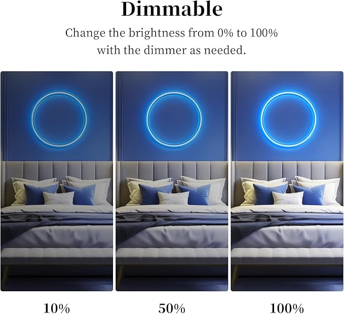 iNextStation 16.4FT 5M Bule COB LED Strip Light, DC12V CRI 93+ Bule Light Strip, 8mm Width LED Tape Lights, Dimmable COB Strip Light for TV Backlight, Bedroom, Kitchen, Lighting Decor(with Plug)