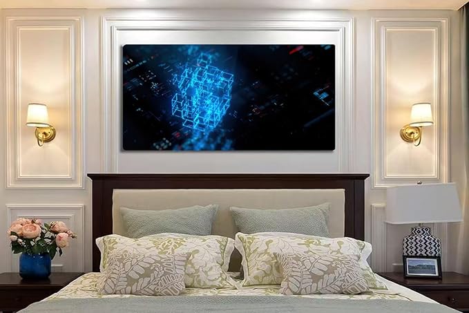Wibinuki Wall Art Wall Decor Wall Paintings Big da array and infos on The future of quantum technology and AI for Living Room Bedroom Bathroom Home Decor Can Be Hung Directly 20"x 40"