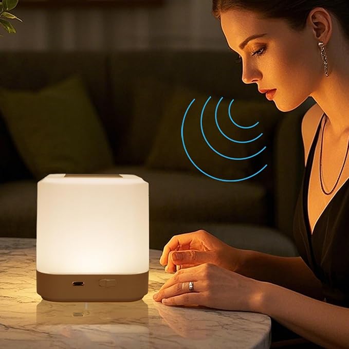 Touch Lamp for Nightstand,Speech Control Bedside Lamp Touch Control for Bedrooms,Smart Rechargeable Night Light,Eye Caring Battery Dimmable Night Lamp for Nursery Kids & Adult