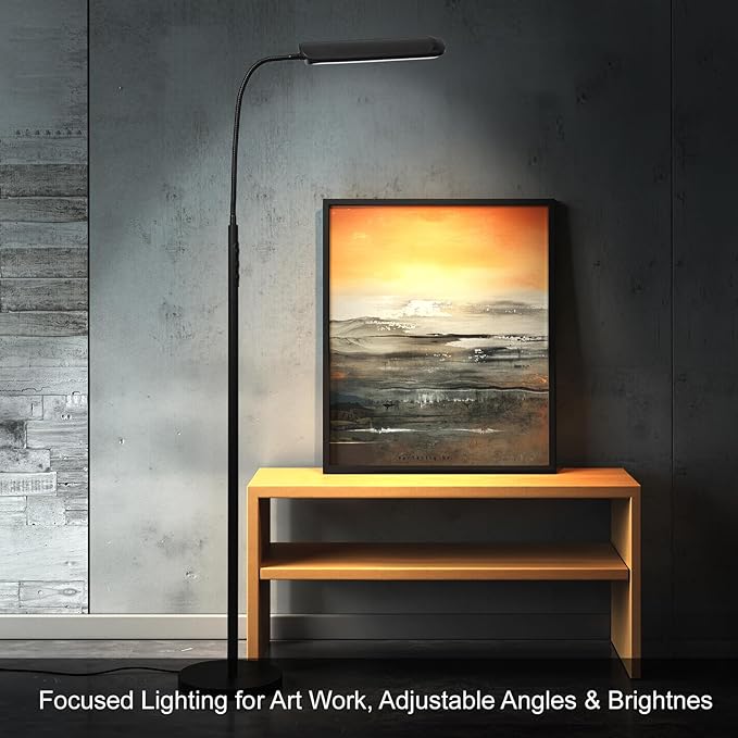 FRIDEKO HOME 2 Pack LED Floor Lamps with Remote, Dimmable Bright Reading Lamp for Crafts, Painting, Office, Bedroom, Flexible Gooseneck Standing Light, 4 Color Temperatures 1800LM Touch Control, Black
