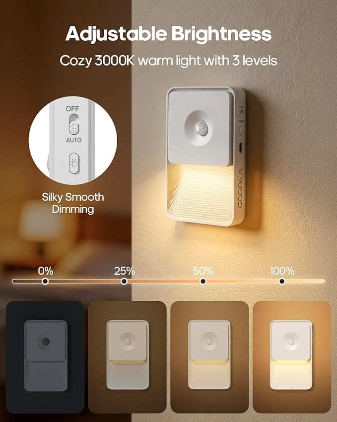 Rechargeable Motion Sensor Night Lights for Stairs, Magnetic Stair Lights Indoor, Warm Dimmable Night Light for Hallway,Bathroom,Bedroom,Closet(8 Pack)