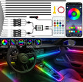 Interior Car LED Strip Lights, Acrylic LED Lights for Car with Dynamic Dreamcolor Chasing, Ambient Lighting Kits Music Sync Wireless APP and RF Remote Control (8 in 1)