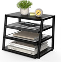 Fenge Desk Shelf Organizer, 4 Tier Desktop Shelf, Wood and Metal Office Shelves, Corner File Organizer for Office Supplies, Top of Desk Organizers and Accessories