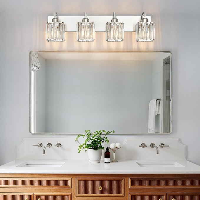 19.5" KnurledBrassWallSconcesSetof2,BronzeBathroomVanityLightFixtureswithWaterRipplesGlassTube,ModernLampforBedroom,LivingRoom,Hallway,Staise,Mirror,Kitchen