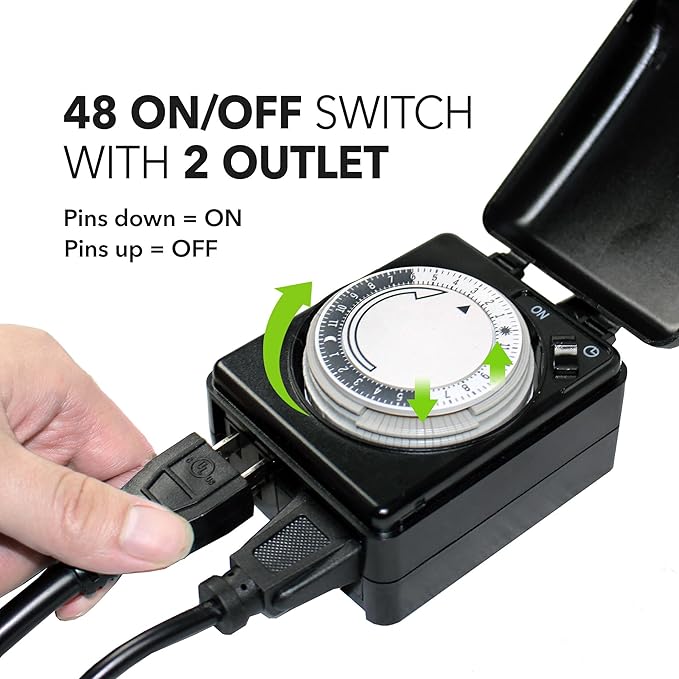 BN-LINK Outdoor Mechanical Timer with Wireless Remote Control Outlet Timer