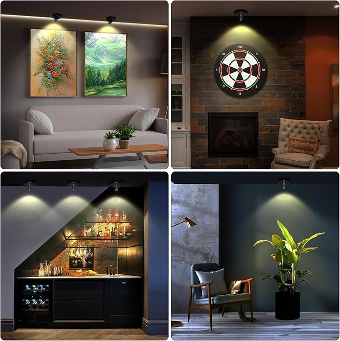 Spotlight Battery Powered, Wireless Picture Light, Accent Spot Light for Indoor Plant Tree, Display LED Puck Lights with Remote and Timer, Stick Uplighting for Photo Painting Dartboard Wall Decor Art