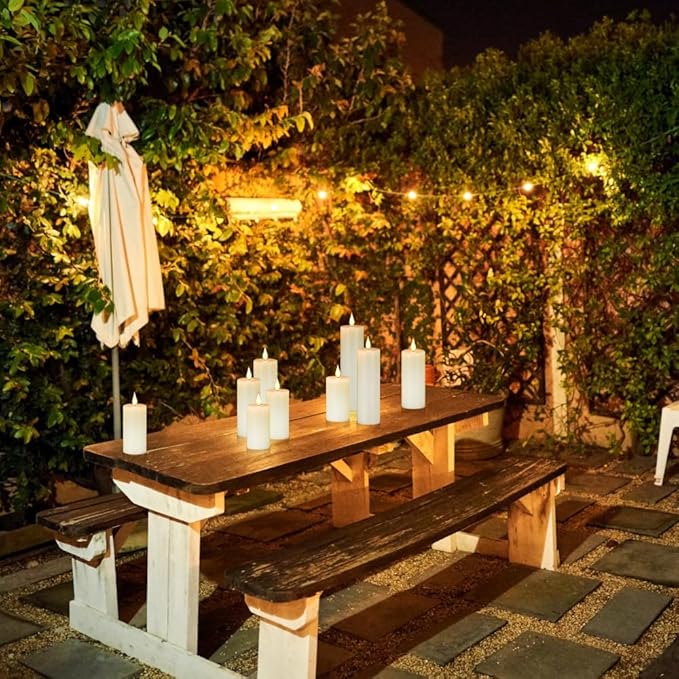 Nancia Flameless Battery Operated Flicking Candles:9PACK Remote Control Realistic Wax Pillar LED Candle with 10-Key Cycling 24 Hours Timer for Home Decoration Wedding Birthday Party Ivory