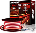 SURNIE LED Strip Lights Flexible 50ft Red Waterproof LED Rope Lights Outdoor, 110V Red Neon Lights Cuttable & Connectable Indoor Outdoor Decor DIY Lights for Room Festival Commercial Building