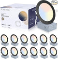 12 Pack Recessed Lighting 6 Inch with Junction Box, 5CCT 6 Inch Black LED Recessed Lights Dimmable 2700K/3000K/4000K/5000K/6000K, 15W1200lm Ultra Thin Recessed Lighting - ETL and Energy Star Certified