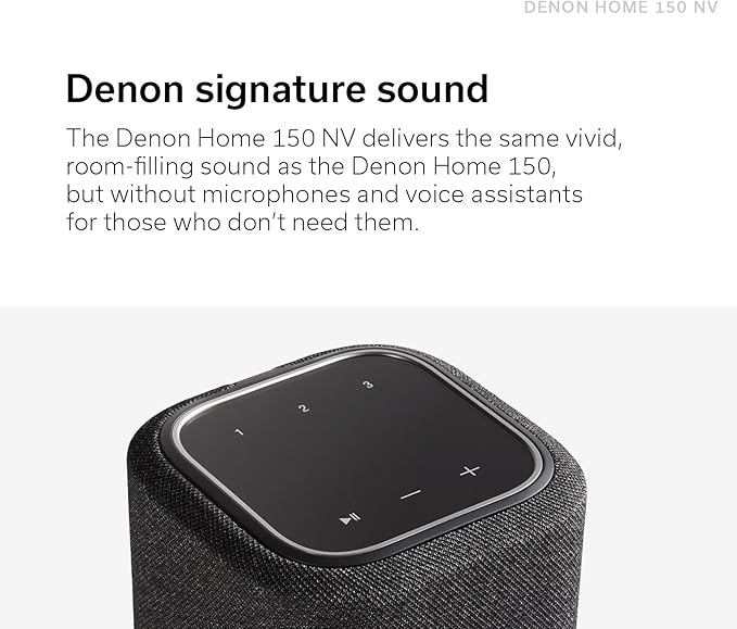 Denon Home 150 NV Home Stereo Wireless Speaker (Black), Bluetooth Wireless, 1" Tweeter, 3.5" Woofer, HEOS Built-in, AirPlay 2, Multi-Room Streaming, Simple Setup, Compact Design