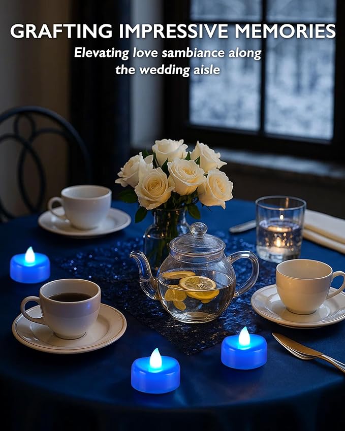 BEICHI Flameless Candles, Tea Lights Battery Operated, No Flickering Votive Candles LED Tea Lights for Halloween Christmas Wedding Home Decor (24 Pack, Blue)