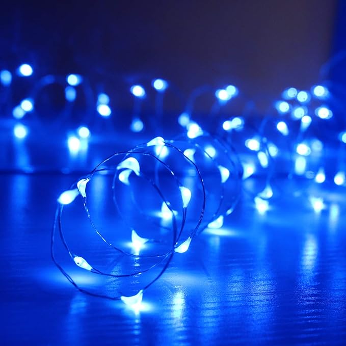 OakHaomie 6 Pack Fairy Lights Battery Operated No Remote LED Starry String Lights 30 Micro Starry LEDs on 10ft Copper Wire Light for DIY Wedding Centerpiece Table Decorations (Blue)