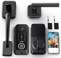 Smart Front Door Lock Sets: 2K HD Camera Lock with Doorbell Kits, Hornbill Fingerprint Keyless Entry Door Lock with Handles, WiFi Deadbolt(only 2.4G) for Remote Control, Free APP/Alexa/PIR, Black