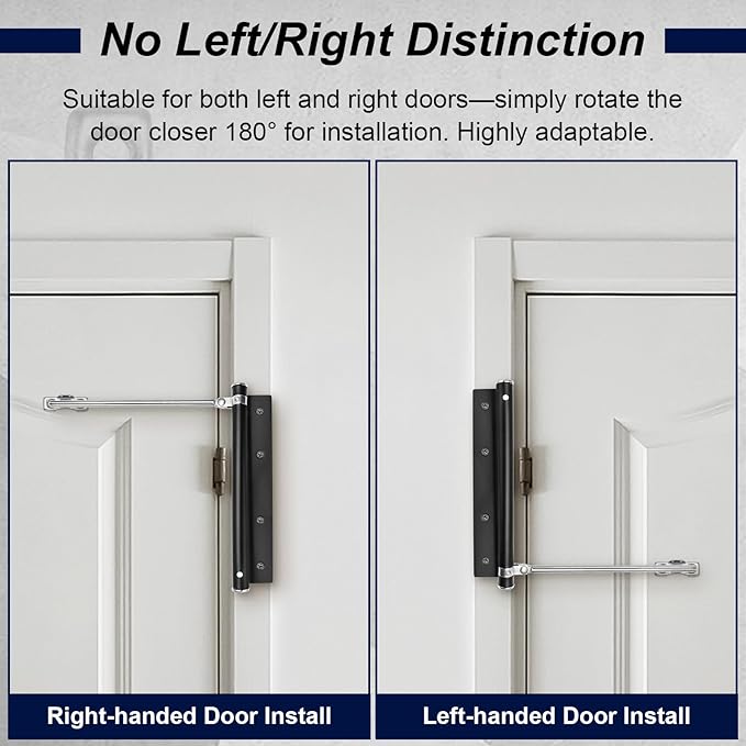 Automatic Door Closer Stainless Steel Soft Close Safety Spring Door Closer for Home Hotel with Screws, Black