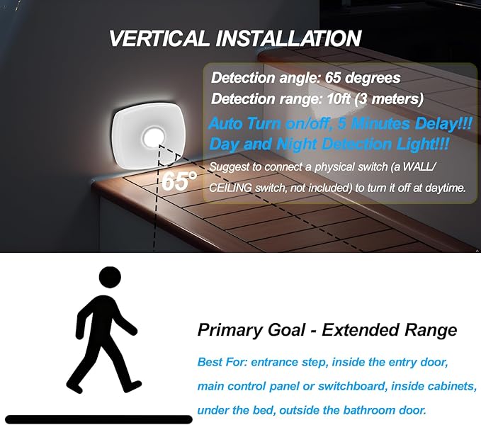 Dream lighting LED Motion Sensor Light and Switch Combo for RV Marine Boat, 1.7inch Waterproof Aisle Light Stairway Courtesy Light, 4000K Soft White Lighting, 12 Volt 0.3 watt, 10 lumes (1 Light)