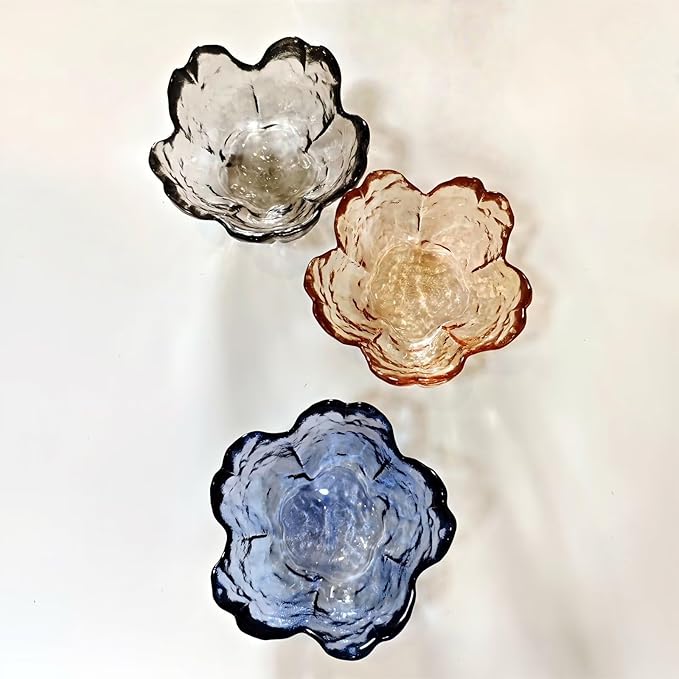 Amber Crystal Flower Jewelry Ring Dish, Clear Trinket Bowl, Cute Nightstand Decor Ring Holder for Women, Home Decor Gifts for Women, Wedding, Birthday, Mother's Day