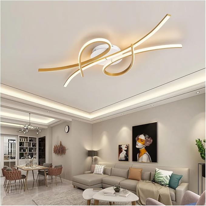 Smart Home Led Pendent Light Living Room Bedroom Study Room Hanging Light Black/Gold Art Decoration Chandelier,for Home Decor