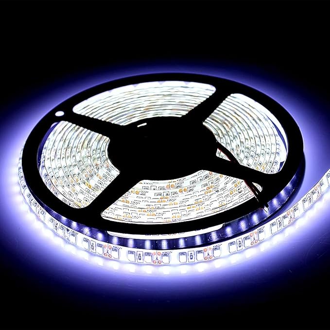 600 LEDs Light Strip Waterproof Cool White 7000K, SUPERNIGHT 16.4FT LED Rope Lighting Flexible Tape Decorate for Bedroom Boat Car TV backlighting Holidays Party (White)