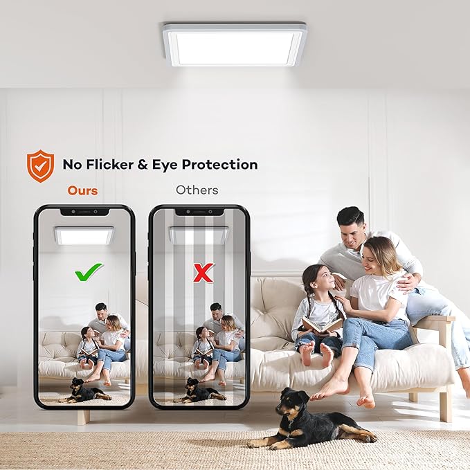 Smart LED Ceiling Light WiFi, RGB Flush Mount Light Fixture with Remote, Compatible with Alexa Google Home, 2400LM 3000K-6500K Wired Lights for Bedroom, Living Room 13 Inch White