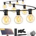 Brightever G40 Solar String Lights Outdoor with Remote, 200FT 72+2 LED Shatterproof Bulbs, Dimmable & Timable, 3 Lighting Modes, Waterproof Solar Power Outdoor Lights for Patio, Market, Wedding