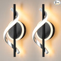 Black Wall Sconces Sets of 2, 12W Modern Spiral LED Wall Lamp, 3000K Warm White Wall Light Fixture for Stairs Living Room Bedroom Aisle Hallway