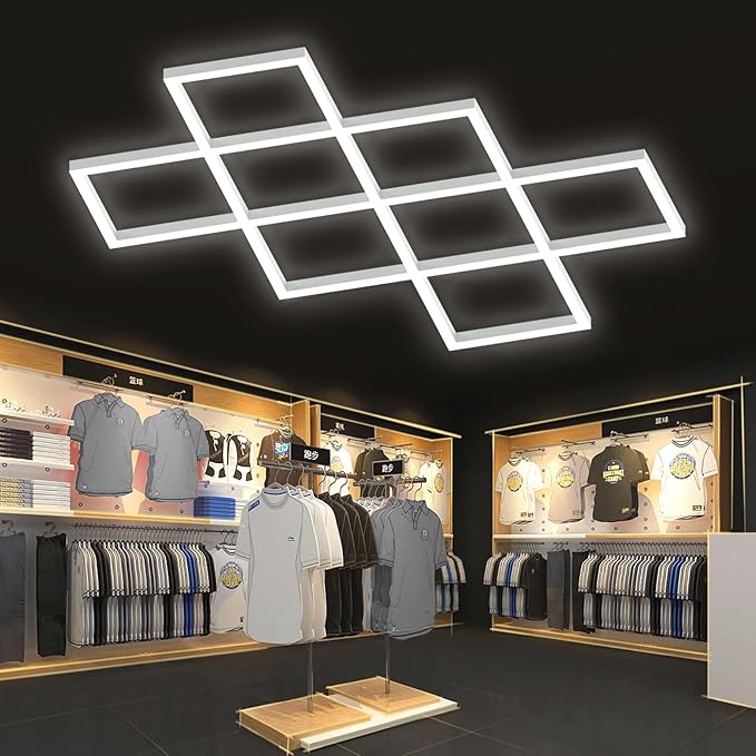 Hexagon LED Garage Lights 8 Hex Ultra-Bright Strip Lights New Updated Diamond Commercial Lighting for Garage Car Detailing Barber Shop Gym Warehouses Basement.