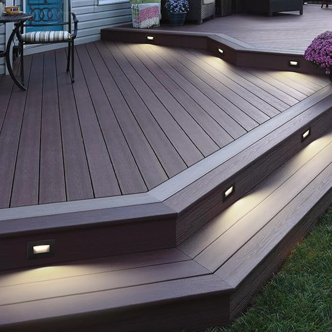 LEONLITE Black 5CCT 120V LED Step Lights, 3.5W 150LM 5%-100% Dimmable Horizontal Stair Lights Indoor Outdoor Wet Location, CRI90+ & ETL, 2700K/3000K/3500K/4000K/5000K, Aluminum, Pack of 3
