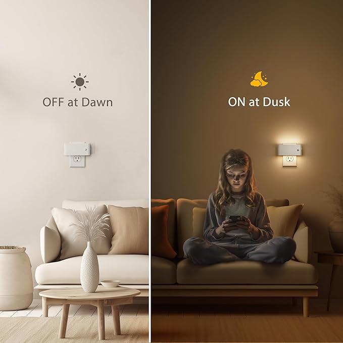 Briignite LED Night Light Motion Sensor 2 Pack, Night Lights Plug into Wall, Auto On Off, 0-100LM Dimmable Night Light Plug in, 3000K Warm White LED Nightlight for Kids Bedroom Hallway
