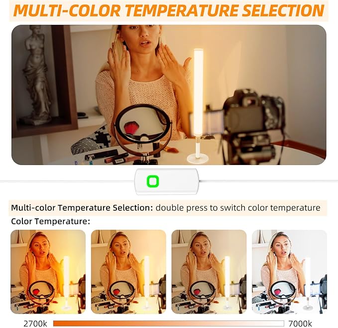 MY BEAUTY LIGHT LED Vanity Lights for Mirror, Dimmable and Color Temperature Changeable LED Makeup Lights, Height Adjustable 24V Fill Light for Selfie, Photography, Video Recording Conference Lighting