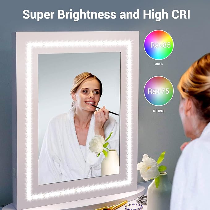 CT CAPETRONIX White LED Strip Light, 32.8 Feet 24 Volt LED Light Strip White, 6000K-6500K Daylight Super Bright LED Tape Light for Bedroom, Kitchen, Closet, Cabinet, Mirror, Indoor（Dimmer Included）