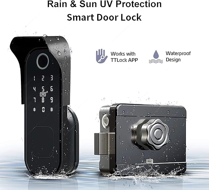 Smart Fingerprint Door Lock, IPX5 Weatherproof, Keyless Entry, TT Lock App Control