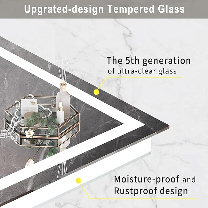LED Mirror for Bathroom 20x28 Lighted Bathroom Vanity Mirrors with Lights, Brighter Frontlit and Backlit Anti-Fog Mirror, Tempered Glass, Dimmable 3 Colors Light Modes, Memory Function