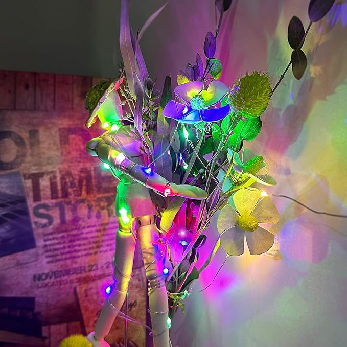 Aogist 100 Pack Fairy Lights 3 Modes 7ft 20 LED Waterproof,Battery Operated Silver Wire Firefly Starry Moon Mini String Lights for Mason Jars Christmas DIY Crafts Wedding Party Bedroom,Multicolor