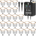 HIBOITEC Low Voltage Deck Lights Kit with Transformer Dimmable Timer and Photocell Sensor Outdoor Recessed LED Deck Lighting IP67 Waterproof 2700K for Stair Step Outdoor Garden Yard 22 Packs